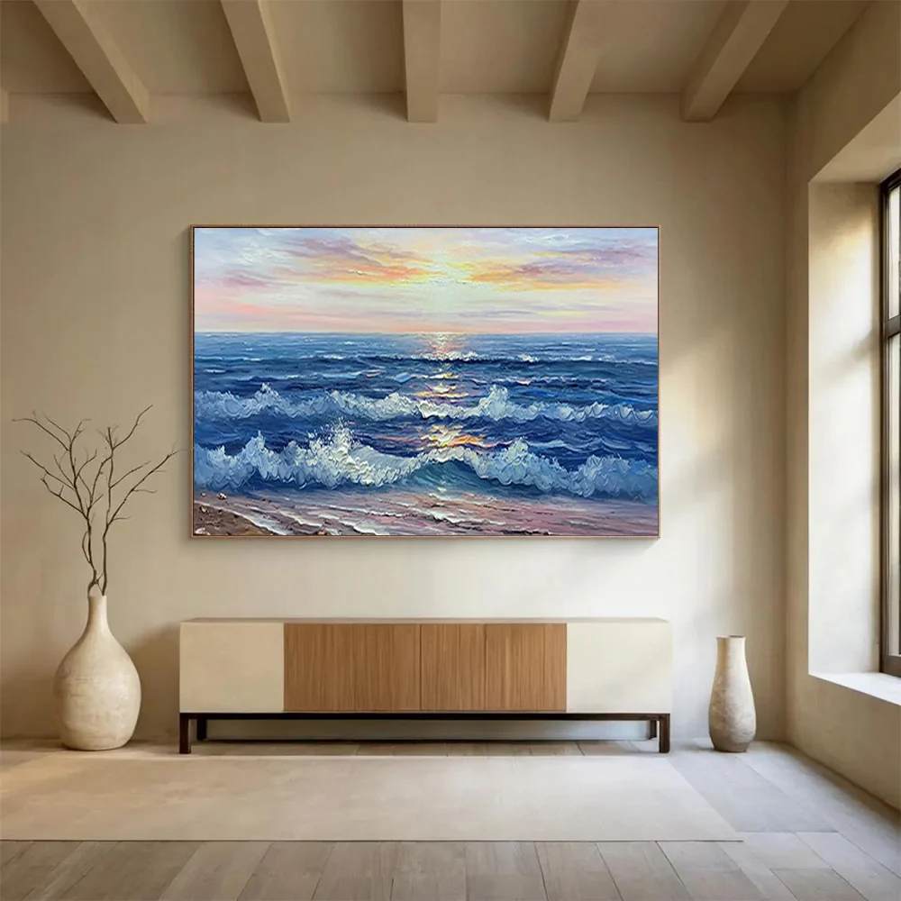 Waves Original Hand-painted Abstract Coastal Room Abstract Wall Art ZGB07